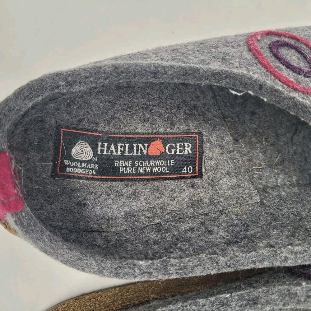Haflinger Clogs EU40 US9 Gray Wool Felt Swing Swirls Geometric Slippers Slip On - Picture 9 of 11